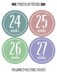 MONTHS IN MOTION Pregnancy Week By Week Belly Photo Stickers | DELUXE Set of 36