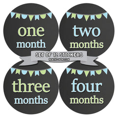 Months in Motion 335 Monthly Baby Stickers Baby Boy Months 1-12 Chalkboard - Monthly Baby Sticker