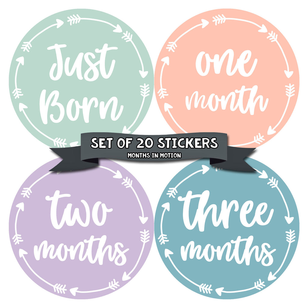 MONTHS IN MOTION Monthly Newborn Baby GIRL Milestone Stickers DELUXE SET