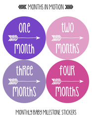 MONTHS IN MOTION Monthly Baby Stickers Newborn Infant GIRL Milestone Photo Prop - Monthly Baby Sticker