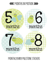 Months in Motion 034 Monthly Baby Stickers - Bugs Months 1-12 - Monthly Baby Sticker