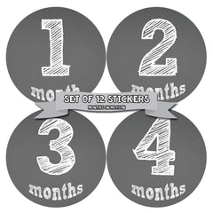 MONTHS IN MOTION Monthly Baby Stickers Infant UNISEX Month Milestone Photo Prop - Monthly Baby Sticker