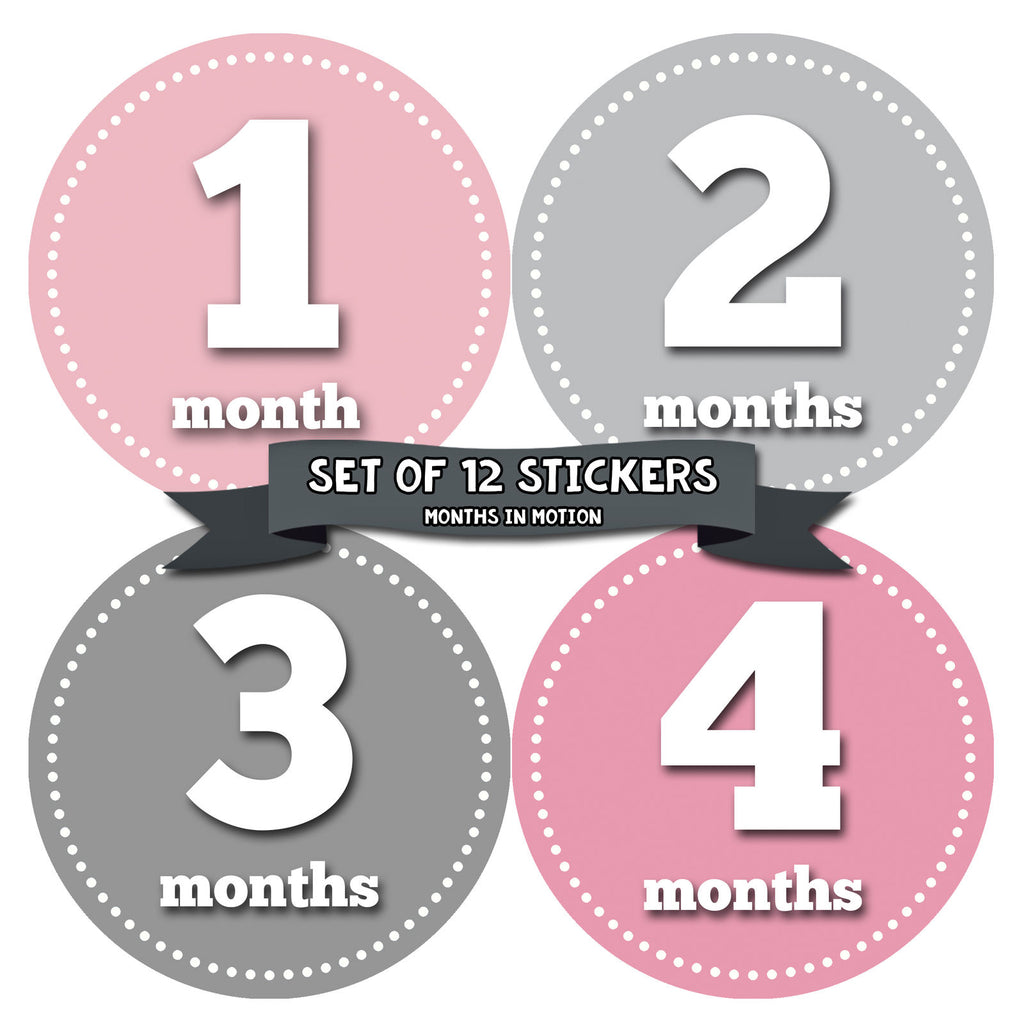 MONTHS IN MOTION Monthly Newborn Baby GIRL Milestone Photo Prop Stickers