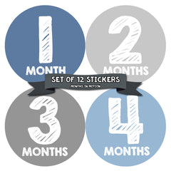 Months in Motion 057 Monthly Baby Stickers Baby Boy Milestone Age Sticker Photo - Monthly Baby Sticker