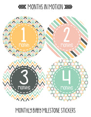 Months in Motion 359 Monthly Baby Stickers Baby Girl Month 1-12 Milestone - Monthly Baby Sticker