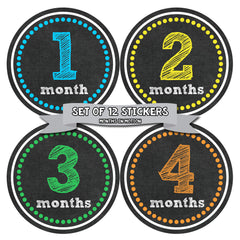 MONTHS IN MOTION Monthly Baby Stickers Infant UNISEX Month Milestone Photo Prop - Monthly Baby Sticker