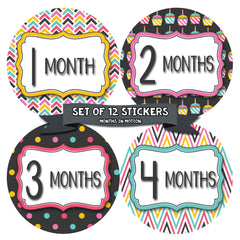 Months in Motion 806 Monthly Baby Stickers Baby Girl Months 1-12 Cupcake - Monthly Baby Sticker