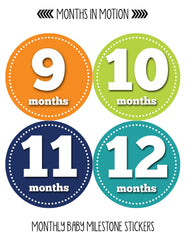 Months in Motion 059 Monthly Baby Stickers Baby Boy Milestone Age Sticker Photo - Monthly Baby Sticker