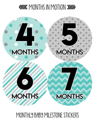 MONTHS IN MOTION Monthly Newborn Baby Girl Milestone Stickers DELUXE SET