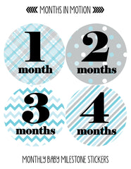 Months in Motion 089 Monthly Baby Stickers Baby Boy Month 1-12 Milestone Age - Monthly Baby Sticker