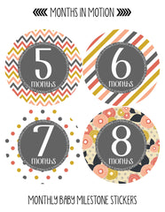 Months in Motion 384 Monthly Baby Stickers Baby Girl Month 1-12 Milestone - Monthly Baby Sticker