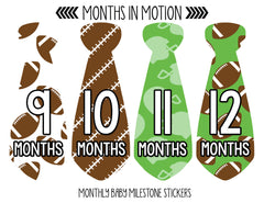 MONTHS IN MOTION Baby Monthly Tie Stickers Month Stickers Boy Necktie Photo Prop - Monthly Baby Sticker