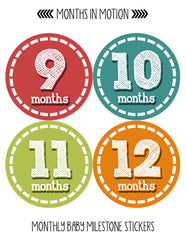 Months in Motion 078 Monthly Baby Stickers Baby Boy Month 1-12 Milestone Age - Monthly Baby Sticker