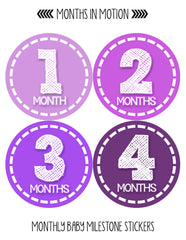 Months in Motion 436 Monthly Baby Stickers Age Sticker Photo Prop Newborn Girl - Monthly Baby Sticker