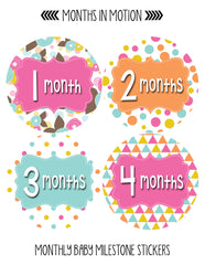 Months in Motion 410 Monthly Baby Stickers Girl Monthly Photo Milestone Month - Monthly Baby Sticker