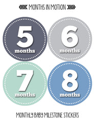 Months in Motion 061 Monthly Baby Stickers Baby Boy Month 1-12 Milestone Age - Monthly Baby Sticker