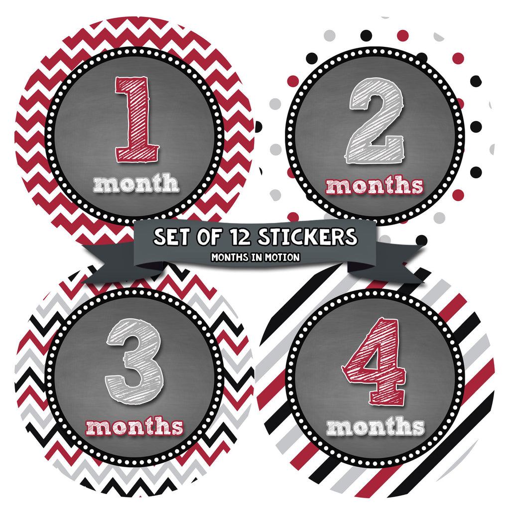 Monthly Baby Stickers Baby Boy Month 1-12 Milestone Age Sticker Photo Prop - Monthly Baby Sticker