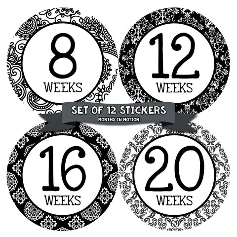 Months In Motion 912 Pregnancy Baby Bump Belly Stickers Maternity Week Sticker