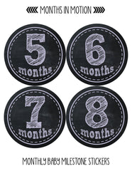 Months in Motion 109 Monthly Baby Stickers Baby Girl Purple Chalkboard Design - Monthly Baby Sticker