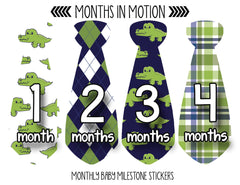 MONTHS IN MOTION Baby Monthly Tie Stickers Month Stickers Boy Necktie Photo Prop - Monthly Baby Sticker