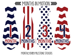 MONTHS IN MOTION Baby Monthly Tie Stickers Month Stickers Boy Necktie Photo Prop - Monthly Baby Sticker