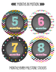 Monthly Baby Stickers Baby Girl Month 1-12 Milestone Age Sticker Photo Prop - Monthly Baby Sticker