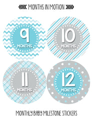 Months in Motion 414 Monthly Baby Stickers Boy Monthly Photo Milestone Month - Monthly Baby Sticker