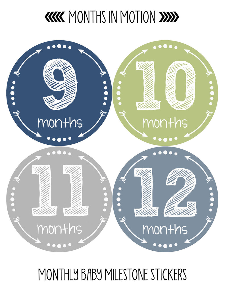 36 Sticker Set Baby Boy Monthly Milestone Stickers for 1st Year