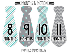 Baby Monthly Tie Stickers | Month Stickers for Baby Boy | Necktie - Monthly Baby Sticker