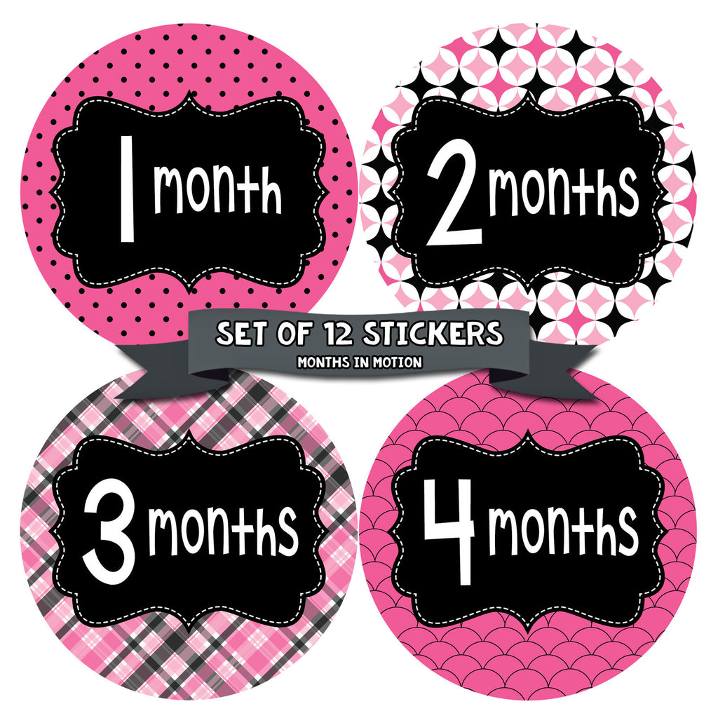 Months in Motion 401 Monthly Baby Stickers Month Girl Monthly Photo Milestone - Monthly Baby Sticker