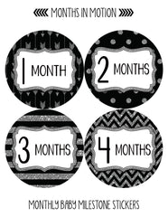 Months in Motion 804 Monthly Baby Stickers Baby Girl Months 1-12 Glitter - Monthly Baby Sticker