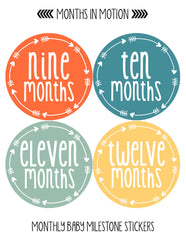 MONTHS IN MOTION Monthly Newborn Baby BOY Milestone Photo Prop Stickers