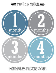 Months in Motion 163 Monthly Baby Stickers Baby Boy Month 1-12 Milestone Sticker - Monthly Baby Sticker