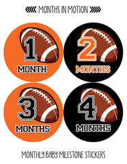 Monthly Baby Stickers Football Baby Boy Month 1-12 Milestone Sticker - Monthly Baby Sticker