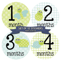 Months in Motion 034 Monthly Baby Stickers - Bugs Months 1-12 - Monthly Baby Sticker