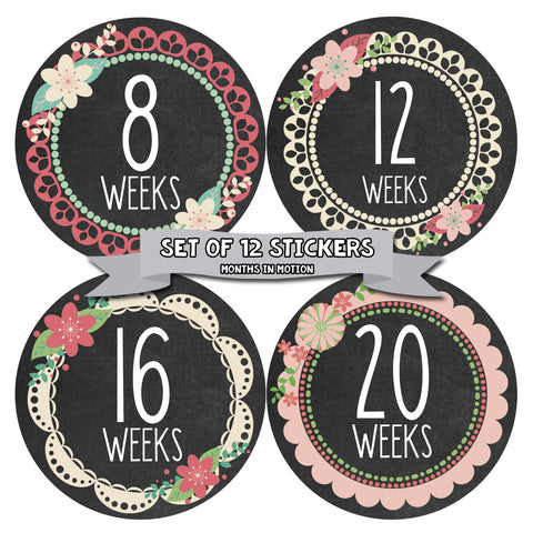 Months in Motion 914 Pregnancy Baby Bump Belly Stickers Maternity Week Sticker