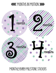 MONTHS IN MOTION Monthly Newborn Baby GIRL Milestone Stickers DELUXE SET