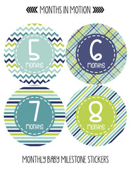 Months in Motion 360 Monthly Baby Stickers Baby Boy Milestone Age Sticker Photo - Monthly Baby Sticker