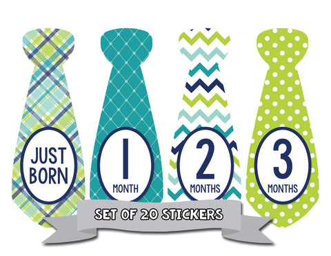 Baby Monthly Necktie Stickers for Baby Boy Months (Style 1341)