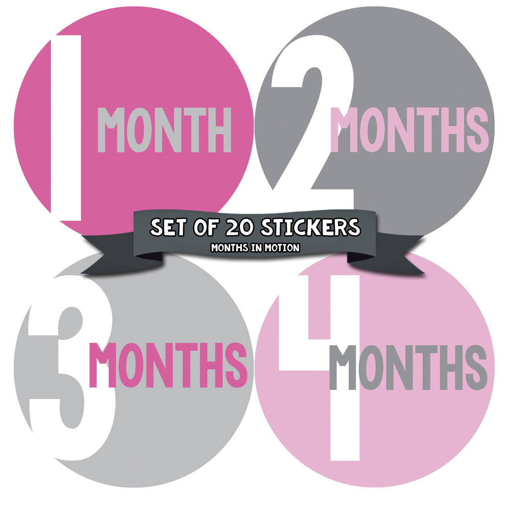 Monthly Baby Stickers Milestone Age Sticker Photo Prop Newborn Girl Pink - Monthly Baby Sticker