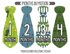 MONTHS IN MOTION Baby Monthly Tie Stickers Month Stickers Boy Necktie Photo Prop - Monthly Baby Sticker