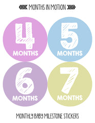 MONTHS IN MOTION Monthly Newborn Baby GIRL Milestone Stickers DELUXE SET