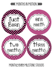 MONTHS IN MOTION Monthly Newborn Baby GIRL Milestone Stickers DELUXE SET