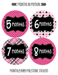 Months in Motion 401 Monthly Baby Stickers Month Girl Monthly Photo Milestone - Monthly Baby Sticker