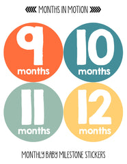 Months in Motion 100 Monthly Baby Stickers Baby Boy Milestone Age Sticker Photo - Monthly Baby Sticker
