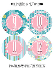 Months in Motion 396 Monthly Baby Stickers Baby Girl Months 1-12 Milestone - Monthly Baby Sticker