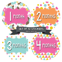 Months in Motion 410 Monthly Baby Stickers Girl Monthly Photo Milestone Month - Monthly Baby Sticker
