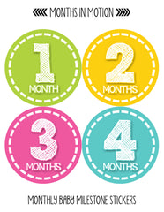 MONTHS IN MOTION Monthly Baby Stickers Newborn Infant GIRL Milestone Photo Prop - Monthly Baby Sticker