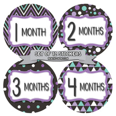 Months in Motion 807 Monthly Baby Stickers Baby Girl Months 1-12 Lavender - Monthly Baby Sticker