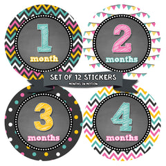 Monthly Baby Stickers Baby Girl Month 1-12 Milestone Age Sticker Photo Prop - Monthly Baby Sticker